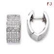 Sterling Silver & CZ Fancy Hinged Hoop Earrings