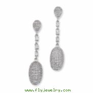 Sterling Silver & CZ Fancy Polished Dangle Post Earrings