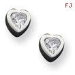 Sterling Silver  CZ Heart Earrings