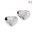 Sterling Silver & CZ Heart Post Earrings