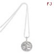 Sterling Silver & CZ Polished Fancy Round Necklace chain