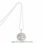Sterling Silver & CZ Polished Fancy Round Necklace chain