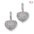 Sterling Silver & CZ Polished Heart Dangle Post Earrings