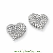 Sterling Silver & CZ Polished Heart Post Earrings