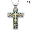 Sterling Silver & Gold-plated CZ Planted In Faith Cross 18in Necklace