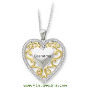 Sterling Silver & Gold-plated Grandma 18" Heart Necklace