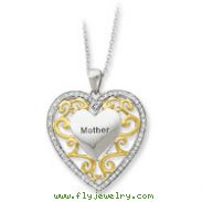 Sterling Silver & Gold-plated Mother 18" Heart Necklace