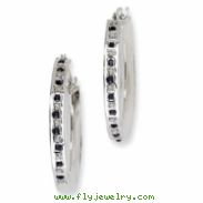 Sterling Silver & Platinum-plated Dia. & Sapphire Round Hinged Hoop Earring