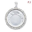 Sterling Silver  Silver Town Rope Coin Bezel Pendant