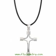 Sterling Silver  Tubular Cross W/cord