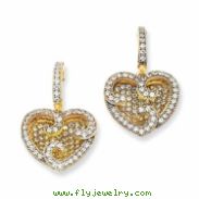 Sterling Silver & Vermeil CZ Fancy Heart Earrings