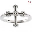 Sterling Silver .005 CT TW Polished DIAMOND CROSS RING
