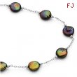 Sterling Silver 07.50 INCH 12.00-13.00 MM FRESHWATER CULTURED BLACK COIN PEARL STATION BRACELET Fres