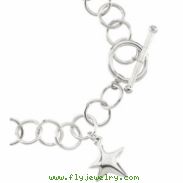 Sterling Silver 07.50 INCH Polished RING CHAIN WITH STAR