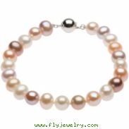Sterling Silver 08.00-09.00 MM/42.00 INCH FRESHWATER CULTURED MULTI COLOR PEARL STRAND Frshwtr Cul M