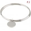 Sterling Silver 08.00 Inch Triple Bangle Bracelet With A Circle Dangle