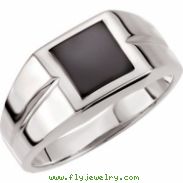 Sterling Silver 08.00X08.00 mm Polished Mens Genuine Onyx Ring
