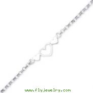 Sterling Silver 10''  Polished Triple Heart Anklet