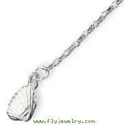 Sterling Silver 10''  Solid Polished 3-Dimensional Shell Anklet