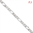 Sterling Silver 10.5mm Pave Flat Figaro Chain bracelet