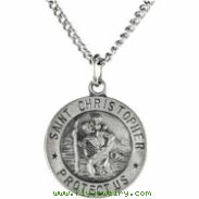 Sterling Silver 11.8 Rd St. Christopher Pend Medal