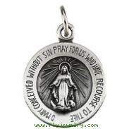 Sterling Silver 12.0 Rd Miraculous Pend Medal