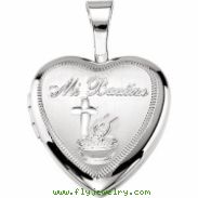 Sterling Silver 12.50X12.00 MM Polished MI BAUTIZO HEART LOCKET