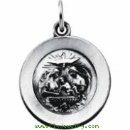 Sterling Silver 14.75 Rd Baptism Pend Medal With 18 Inch Chain