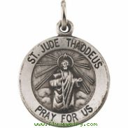 Sterling Silver 14.75 Rd St. Jude Thaddeus Pend Med