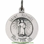 Sterling Silver 15.00 MM St. Raphael Medal