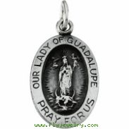 Sterling Silver 15.25 X 10.75 Oval Lady Of Guadalupe Pnd Mdl