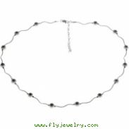 Sterling Silver 16.00 - 18.00 INCH;P;FASHION CHAIN W/ STAR DUST BEADS Fashion Chain W/star Dust Bead