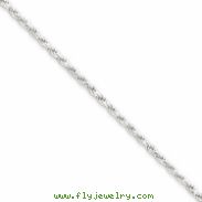 Sterling Silver 1.75mm Diamond-cut Rope Chain anklet