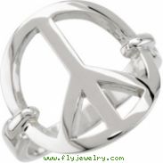 Sterling Silver 17.75 Width Peace Sign Ring