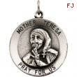 Sterling Silver 18.0 Pend Medal Rd Mother Teresa With 18 Inch Chain