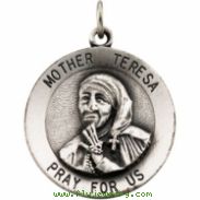 Sterling Silver 18.0 Pend Medal Rd Mother Teresa With 18 Inch Chain