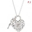 Sterling Silver 18.00 Inch Diamond Heart Necklace