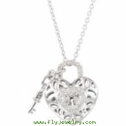 Sterling Silver 18.00 Inch Diamond Heart Necklace