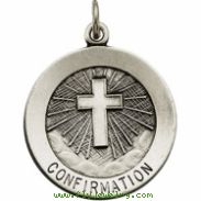 Sterling Silver 18.00 MM Confirmation Medal W/cross