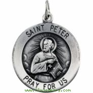 Sterling Silver 18.00 MM St. Peter Medal