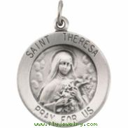 Sterling Silver 18.00 MM St. Theresa Medal