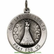 Sterling Silver 18.3 Rd Our Lady Of Loreto Pend Mdl