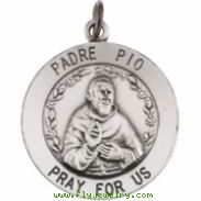 Sterling Silver 18.5 MM Padre Pio Medal