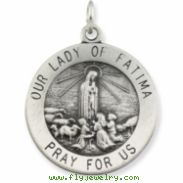 Sterling Silver 18.5 Rd Our Lady Of Fatima Pend Med