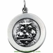 Sterling Silver 18.75 Rd Baptism Pend Medal With 18 Inch Chain