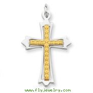 Sterling Silver 18K Gold Plated Cross Pendant