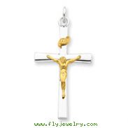 Sterling Silver 18K Gold Plated Crucifix Pendant