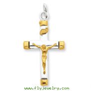 Sterling Silver 18K Gold Plated Crucifix Pendant