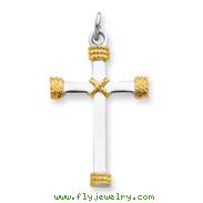 Sterling Silver 18K Gold Plated Rope Cross Pendant