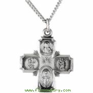 Sterling Silver 19X17.75 4-way Cross Pendant Medal